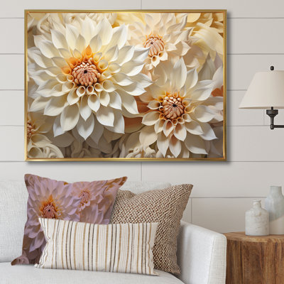 Dahlia blanc minimalisme sur toile