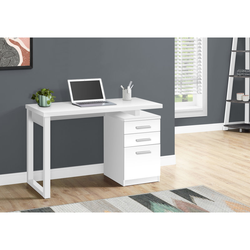 Computer Desk, Home Office, Laptop, Left, Right Set-Up, Storage Drawers, 48"L, Work, White Laminate, Contemporary, Modern