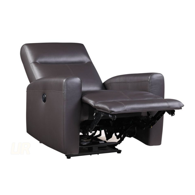 Top Grain Leather Power Motion Recliner With Tufted Back And Sloped Armrest For Ultimate Comfort
