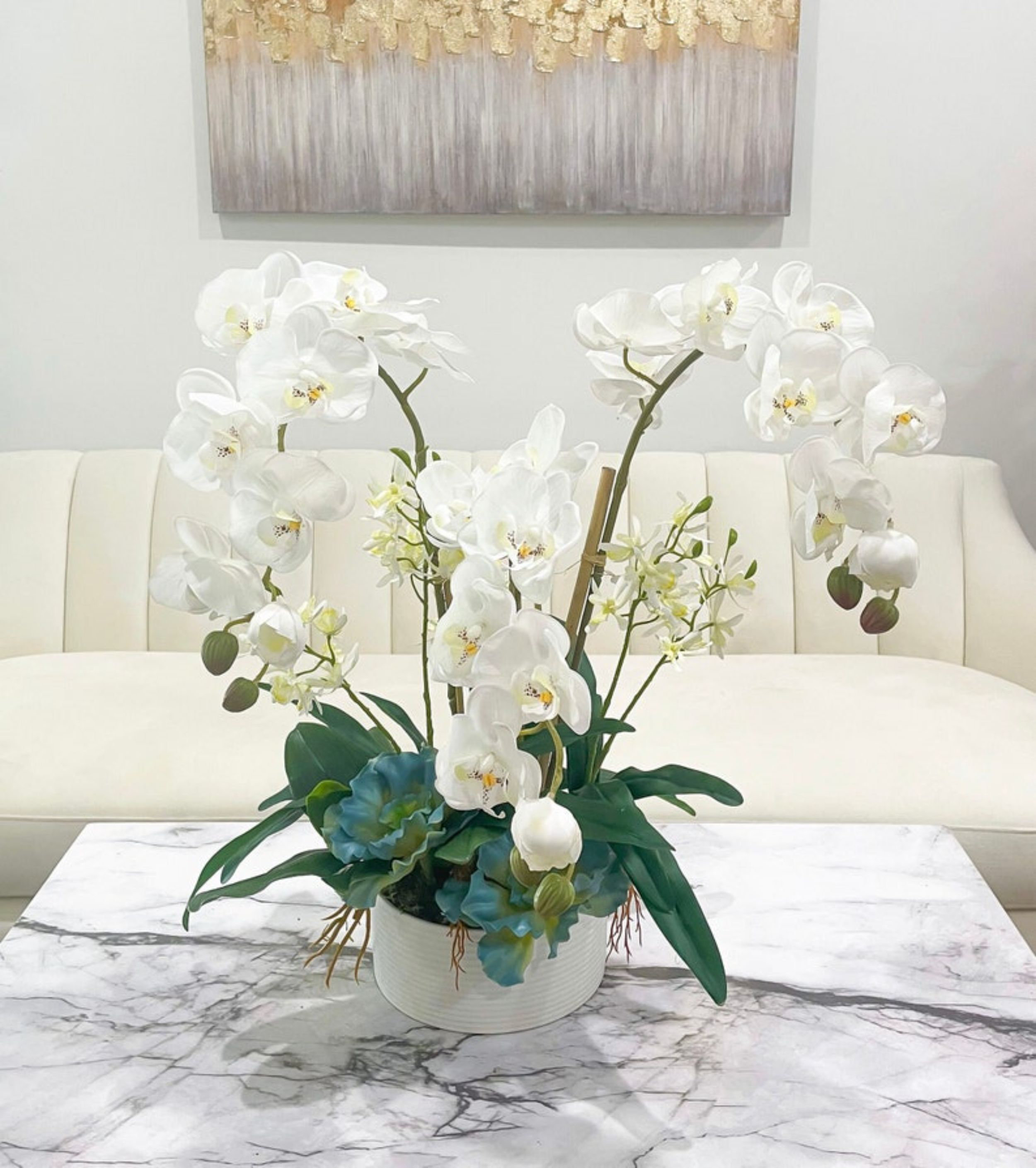 Primrue Luxury White Phalaenopsis Orchid Arrangement, Real Touch Orchid ...