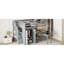 Lit mezzanine double gris et blanc Comprend les escaliers, la bibliothèque, les tiroirs, le bureau et l'armoire. Fabriqué en bois de pin massif et de qualité. Conception peu encombrante - comprend un bureau avec des meubles de chambre à coucher-2041316405-2041316407