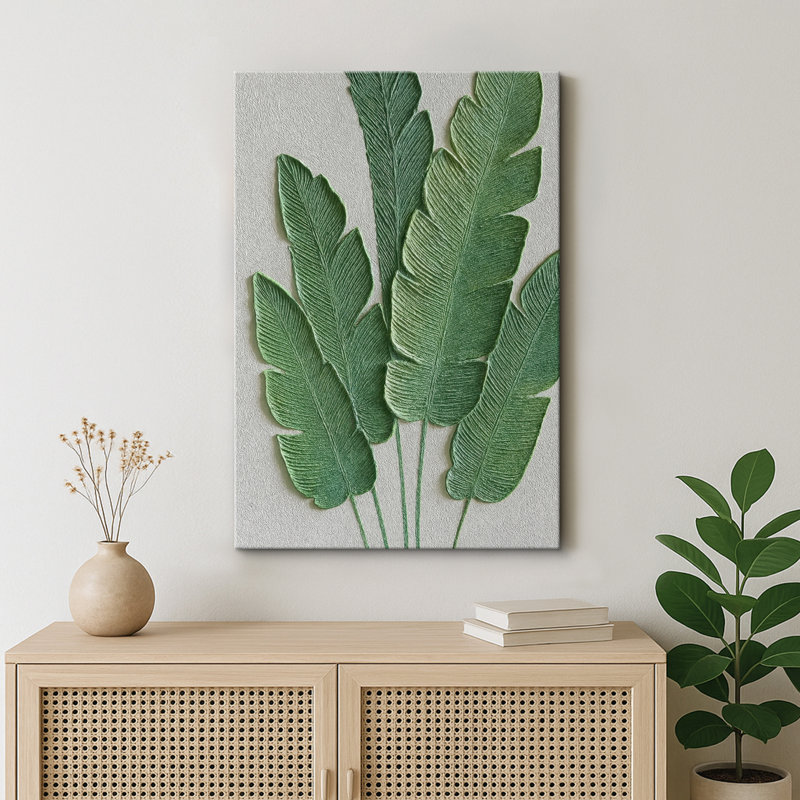 «Tropical Green Leaf», reproduction d'art botanique sur toile, impression sur toile giclée sur toile encadrée, Toile tendue
