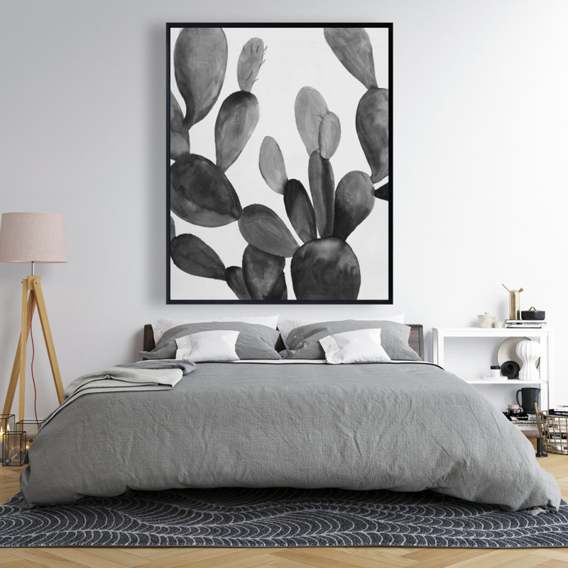 Grayscale Cactus Print On Canvas