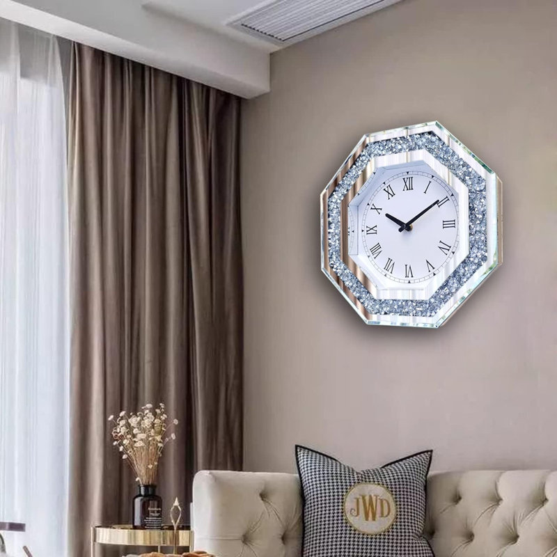 Horloge octogonale en verre miroir, Petit