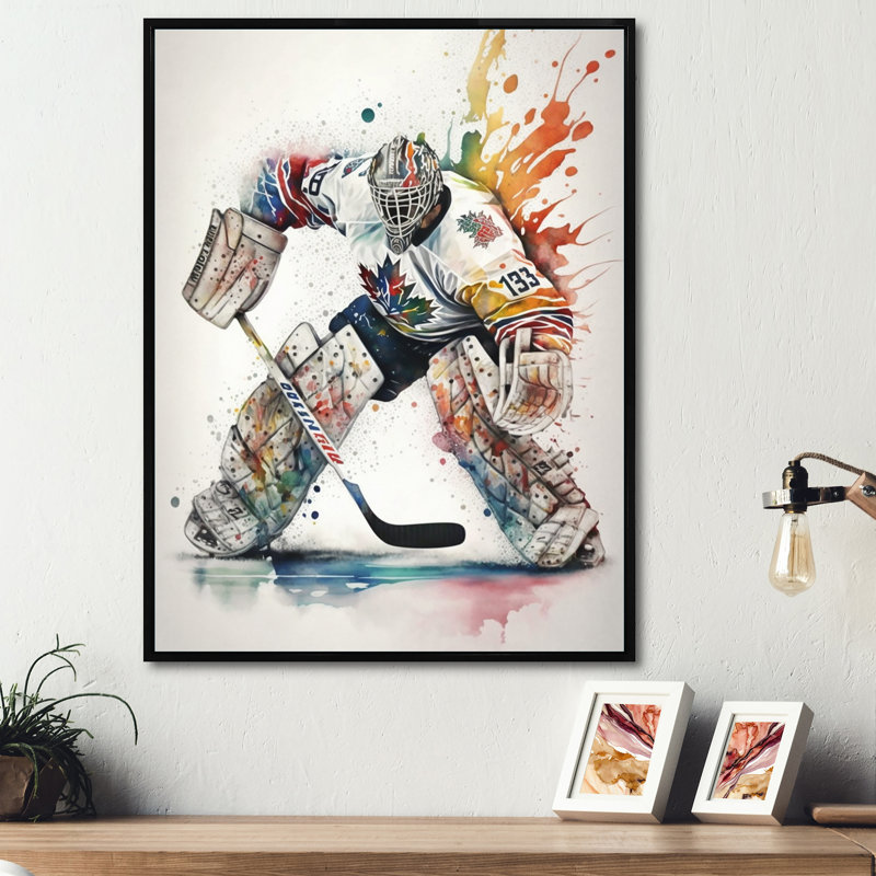 Hockey Hockey II - Impression sur toile, H 32 po x l 24 po x P 1 po, Toile avec cadre flottant noir