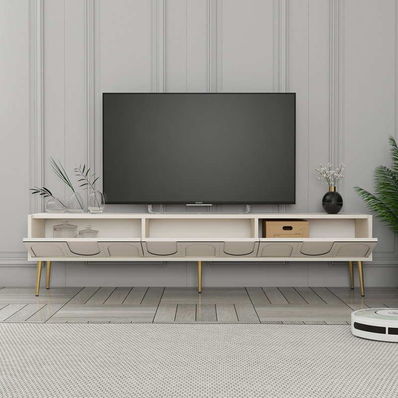 Keikei Unfinished TV Stand, Cream/Gold