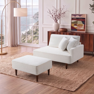 Chaise longue et tabouret rembourrés Mashawna