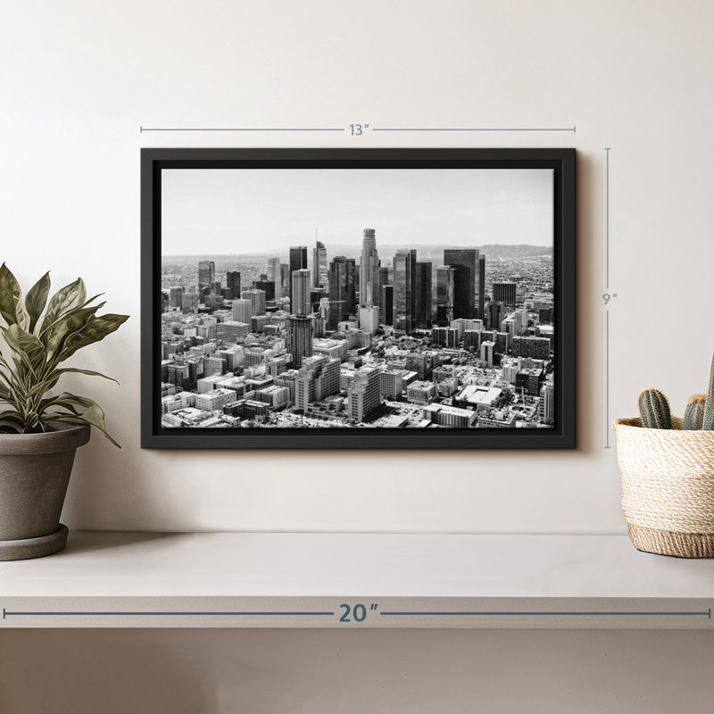 «Black California LA Downtown Wall Art», H 9 po x l 13 po