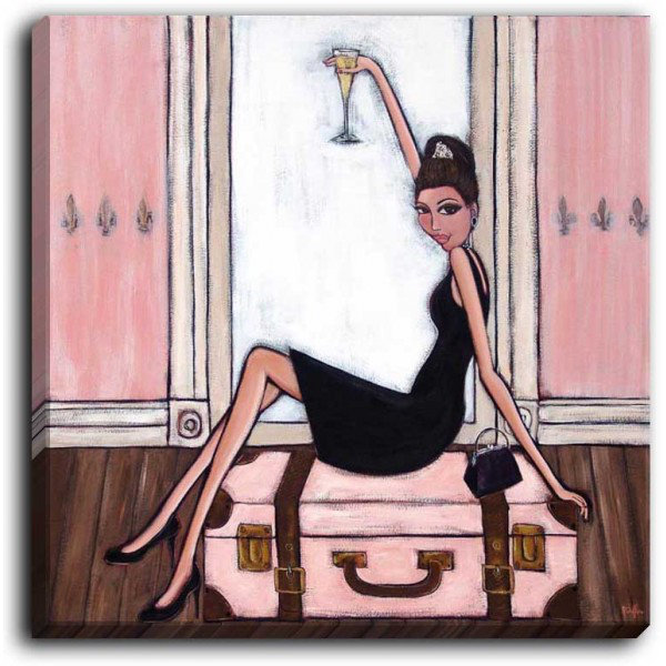 Reproduction d’art sur toile tendue "bonjour" par le daffara, H 40 po x l 30 po x P 1,5 po