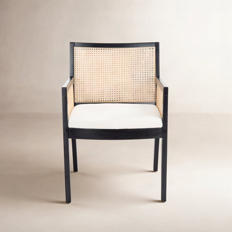 Fauteuil en lin Aurora beige, Noir / naturel
