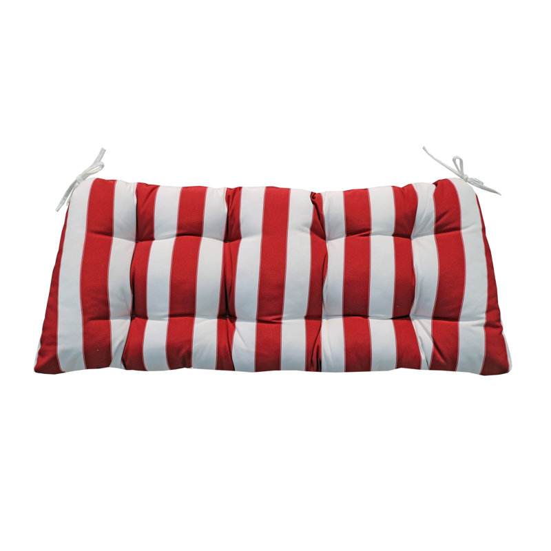 Coussins de banc d'extérieur, Rouge, À rayures