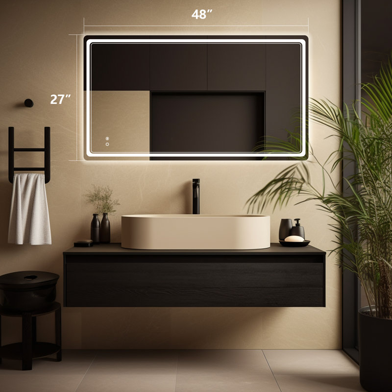 Miroir mural anti-buée Dibbrun, 27 po x 48 po, Rectangle