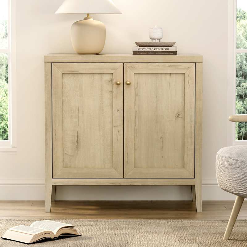 Farmhouse Style Storage Cabinet With Adjustable Shelves And Doors - Sideboard Buffet For Dining Room, Light Oak