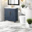 Meuble-lavabo bleu multifonctionnel avec lavabo, bois massif et bois aggloméré, parfait pour les salles de bain modernes