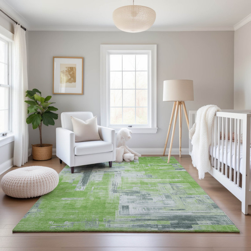Premium Machine Washable Kumbhar AMF1338 Blocks Rug, Rectangle 10' x 14'