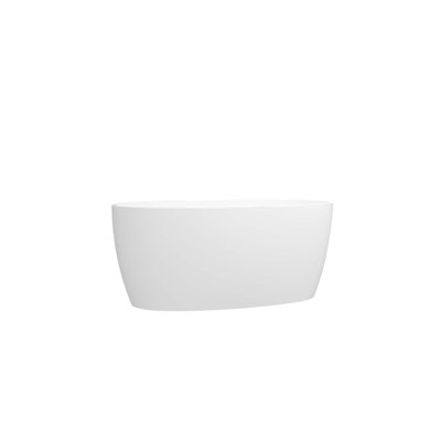 55" Glossy White Acrylic Freestanding  Elegant Oval Bathtub With Brushed Nickel Drain & Integrated Slotted Overflow, Cupc Certified