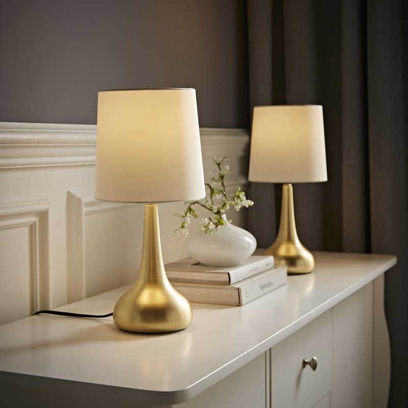 Riorita Metal Table Lamp, Brushed Gold, No, Cream