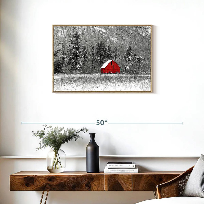 Grange d'hiver de Montréal, Cadre flottant en bois naturel, 31 po x 21 po