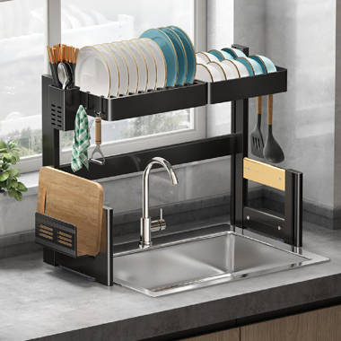 Double Layer Aluminum Alloy Sink Stand Dish Drying Rack Kitchen