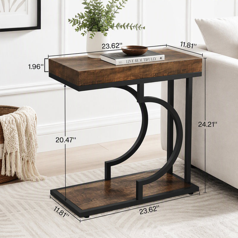 Table de chevet, table de bout, Noir et brun