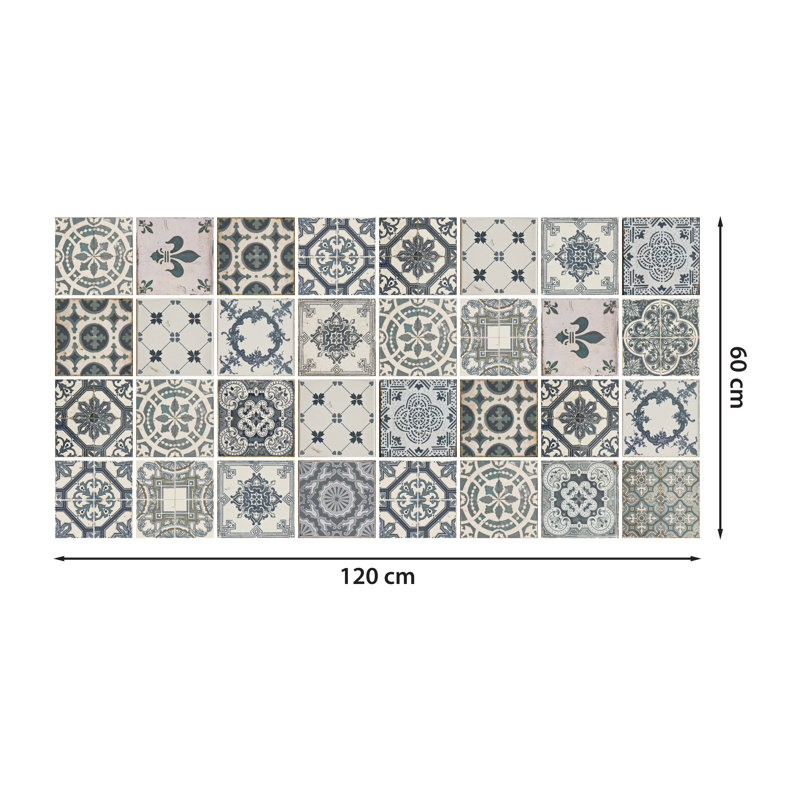 Wall Vintage Blue Azulejo Tiles Floor Sticker 120cm x 60 cm