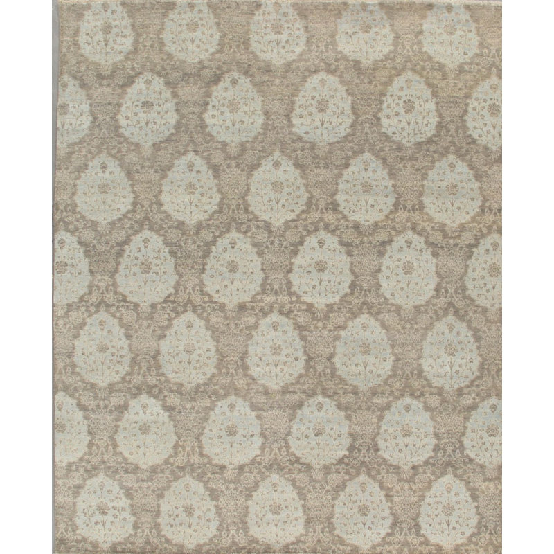 Hand Knotted Wool Geometric Indoor Rug, Rectangle 8' x 10'