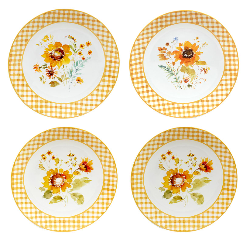 Ensemble de 4 assiettes à dîner Certified International Sunflowers Forever