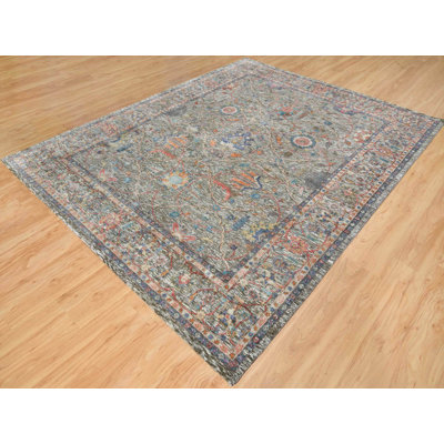 8'0" x 10'1" New Hand Knotted Brown Wool & Silk Rectangle Oriental Rug - MOA10265546