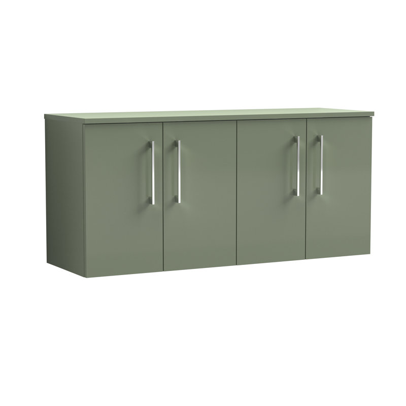 Arno 1205cm Wall Hung Double Vanity Unit with Worktop, Satin Green