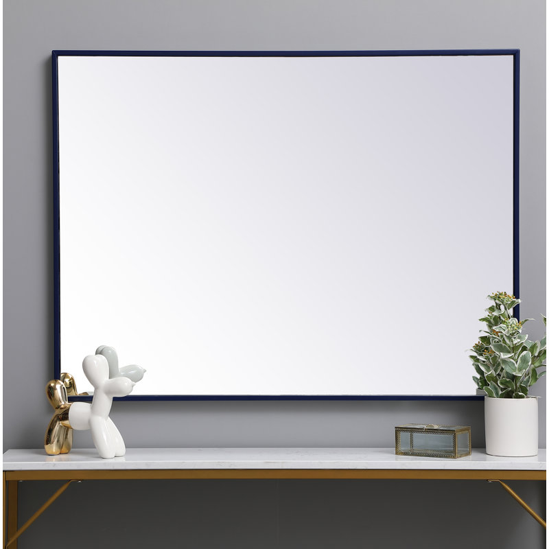 Sabine Metal Rectangle Wall Mirror, 40" x 30", Blue