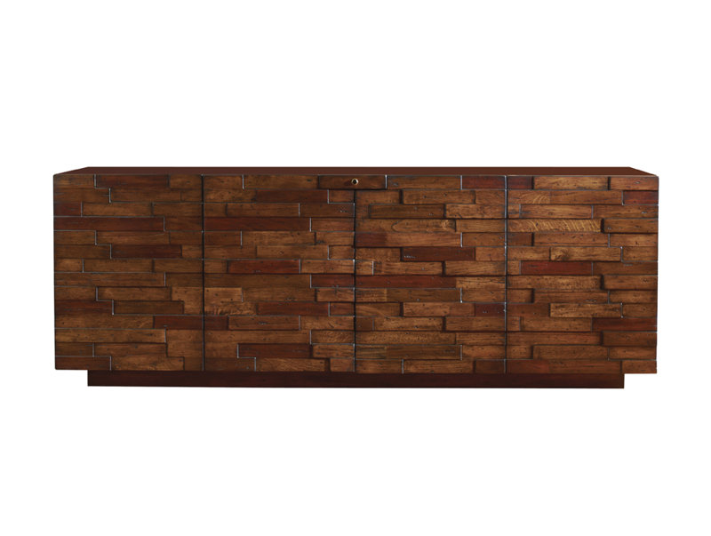 Brown Transitional Wood Media Console with Cabinet