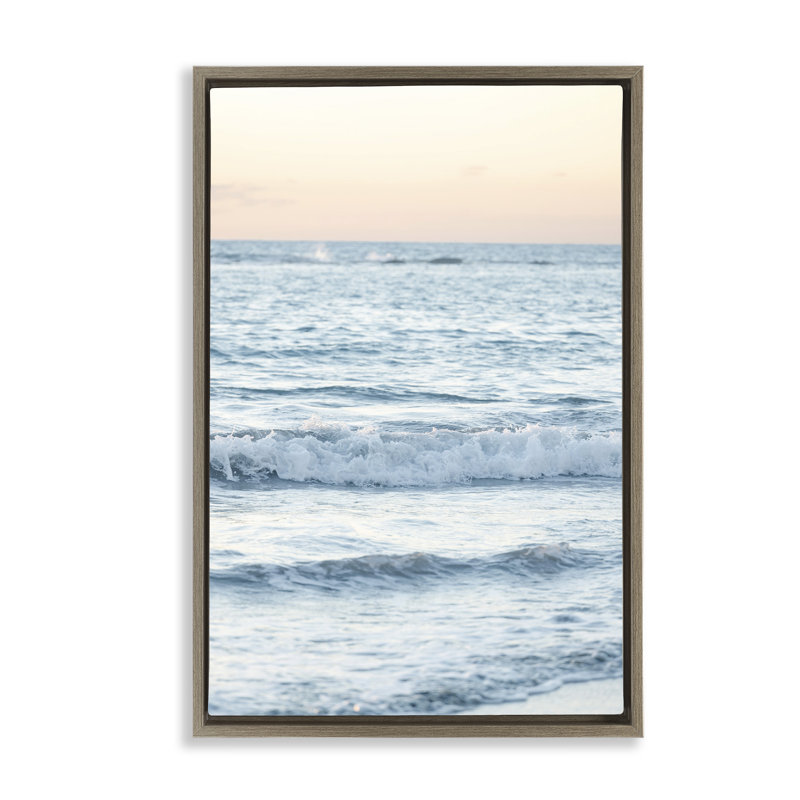 Coucher de soleil et vue sur la mer, toile flottante encadrée par Sissi et Seb, Cadre flottant orme Montalcino