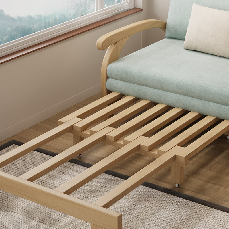 Canapé-lit simple en bois de frêne avec accoudoirs incurvés, H 31,1 po x l 42,52 po x P 33,07 po