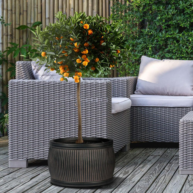 Fibreglass Plant Pot, Faux Lead, 44cm H x 54cm W x 54cm D