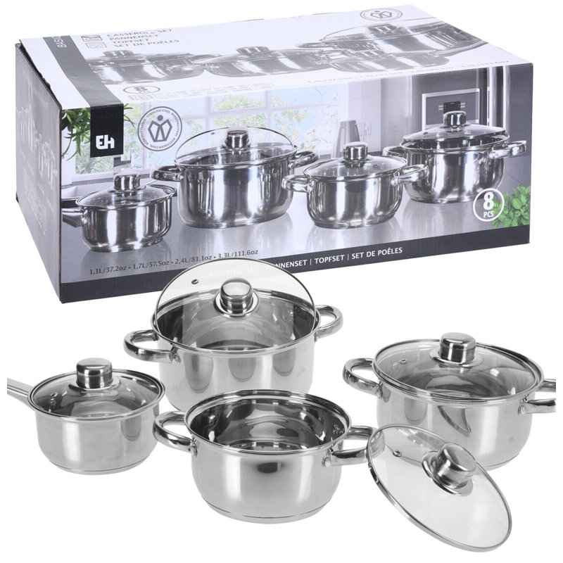 8 - Piece Non-Stick Stainless Steel (18/0) Cookware Set