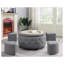 Repose-pieds rond à roulettes avec plateau réversible et 4 repose-pieds latéraux emboîtables, tissu gris foncé