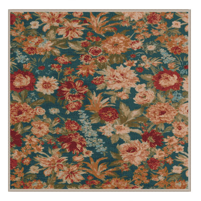 Washable Flower Bouquets Farm Area Rug