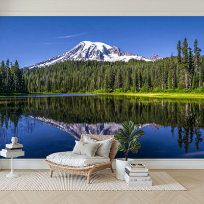 Papier peint adhésif auto-adhésif pour la chambre à coucher Mount Rainier Reflection Lake