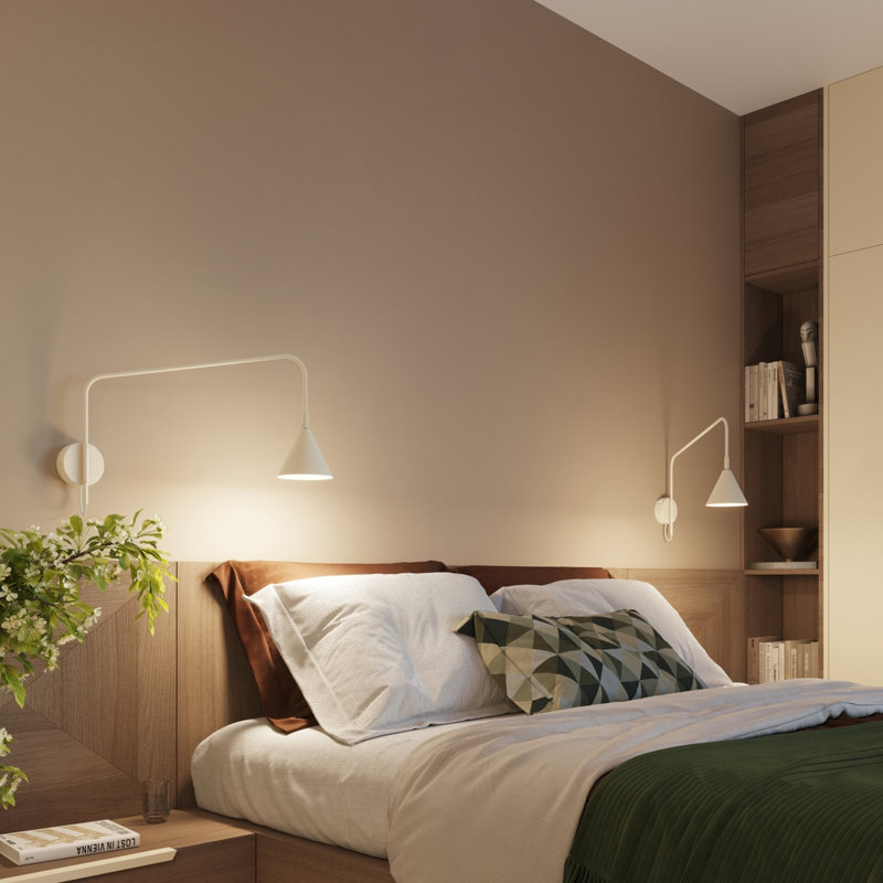 Nox Steel Flush Mounted Sconce, Wall lamp NOX 1 beige with a switch, Beige, 1 Light