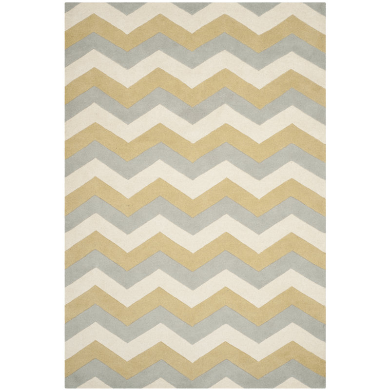 Teresita Hand Tufted Wool Chevron Rug, Rectangle 4' x 6'