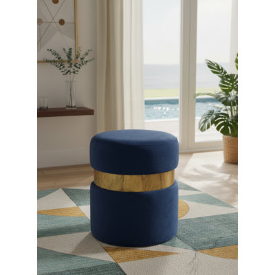 Hailey 14.5" Wide Velvet Round Cocktail Ottoman