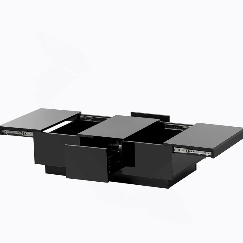 Coffee Table With 2 Large Hidden Storage Compartment, Black
