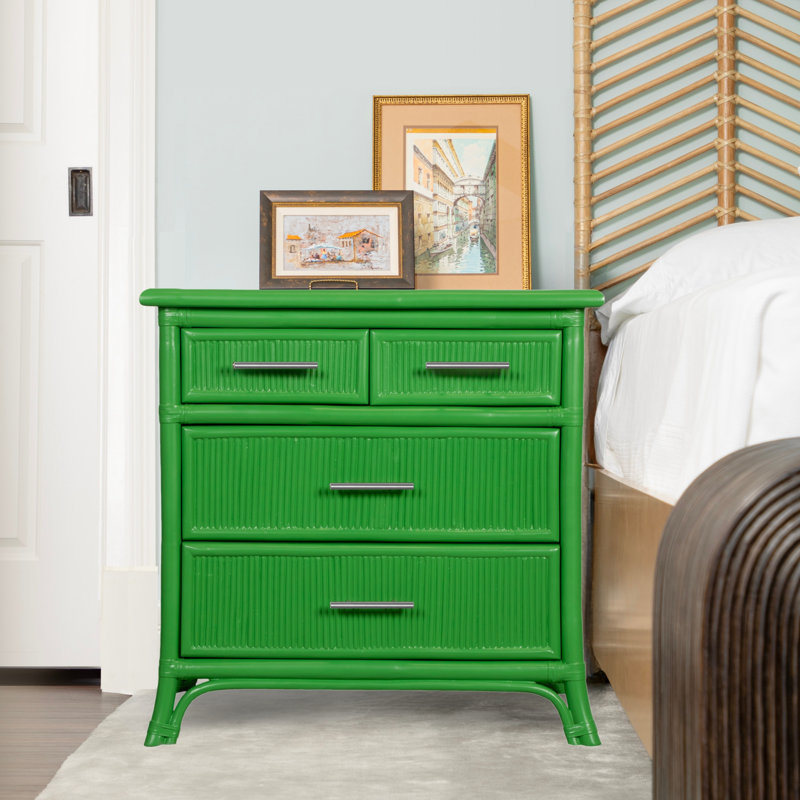 Table de chevet 4 tiroirs Bermuda, Vert vif