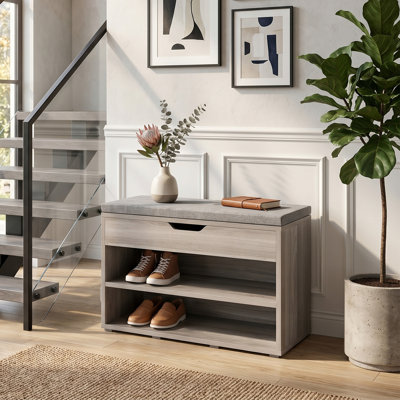 Linen Upholstered Storage Bench
