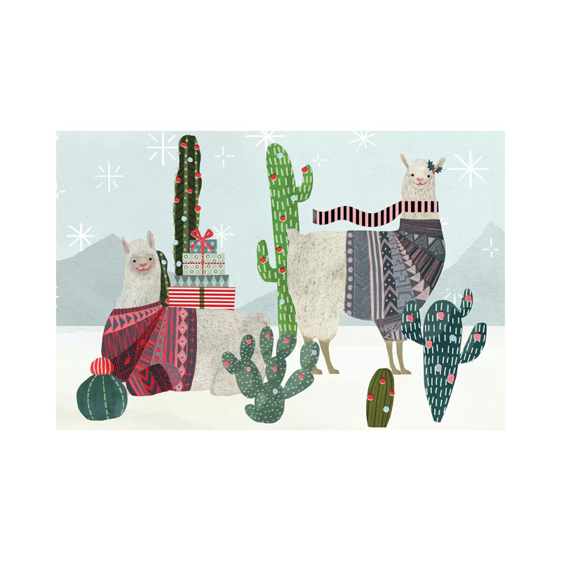 «Holiday Llama Collection A» par Victoria Borges - impression d'art graphique, Toile tendue, Aucun mat