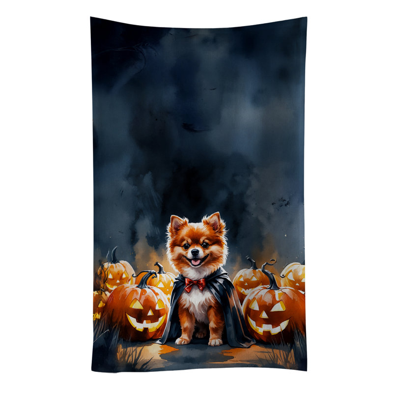 Pomeranian Puppy Halloween Kitchen Towel, Pomeranian