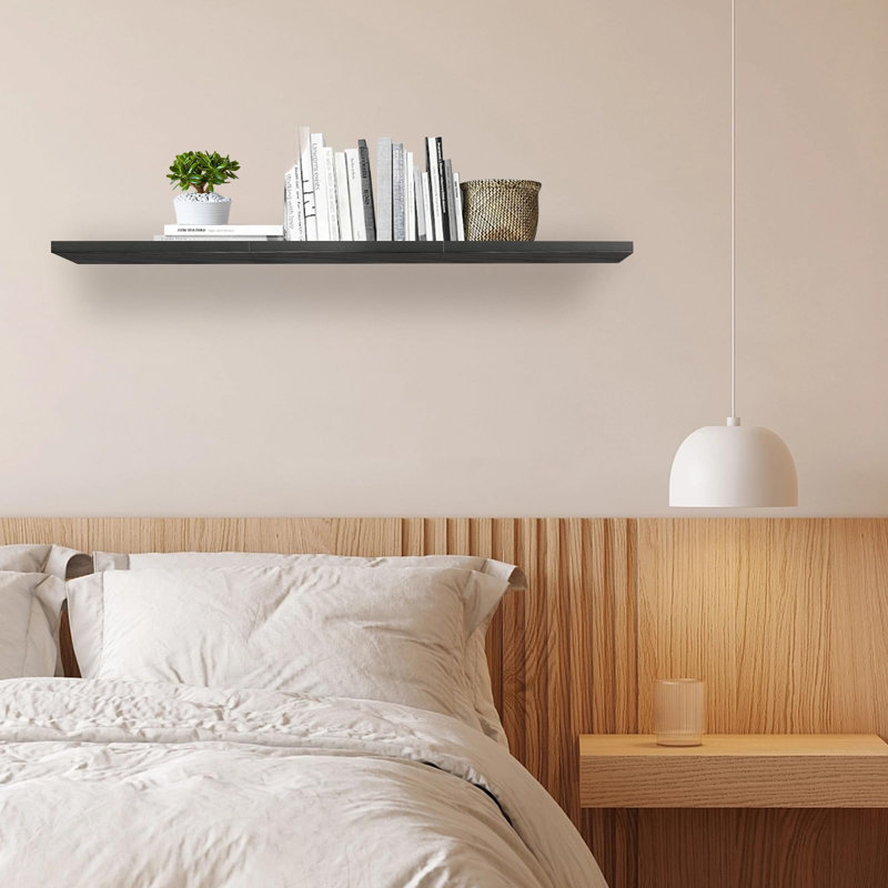 Curits Wood Floating Shelf, Black