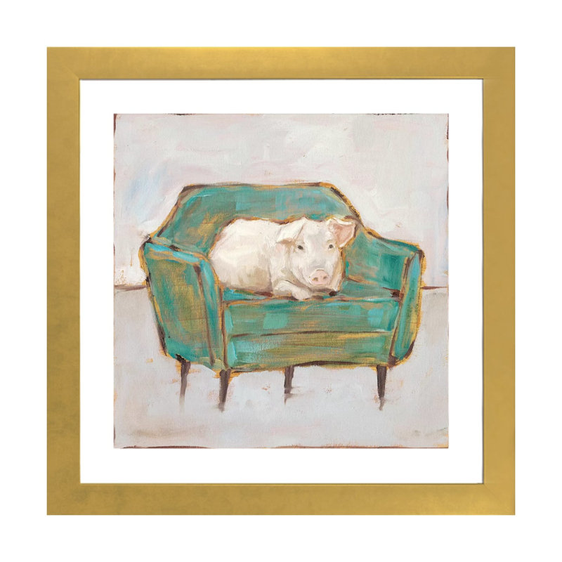 Créature confort VI par Ethan Harper - reproduction d'art, H 16 po x l 16 po x p 1 po, Papier encadré doré, Blanc