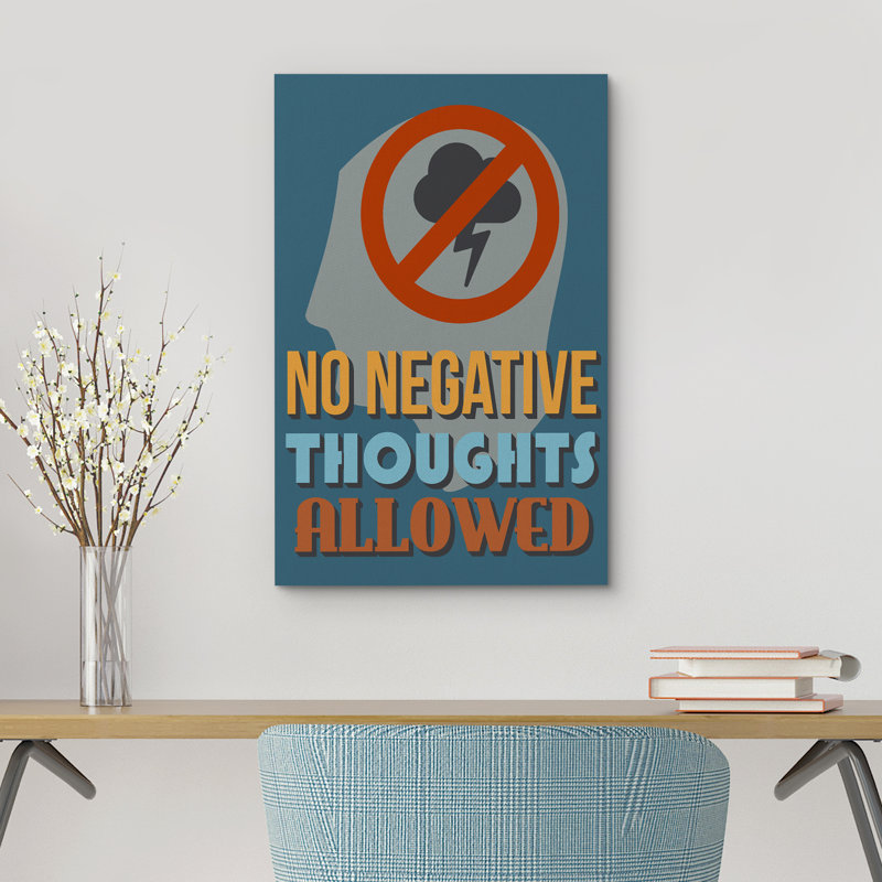 Aucune pensée négative permise sur toile, H 36 po x l 24 po x P 1,5 po