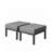 Set Of 2 24" Aluminum Patio Ottomans With Dark Gray Cushions, All-Weather Footrests